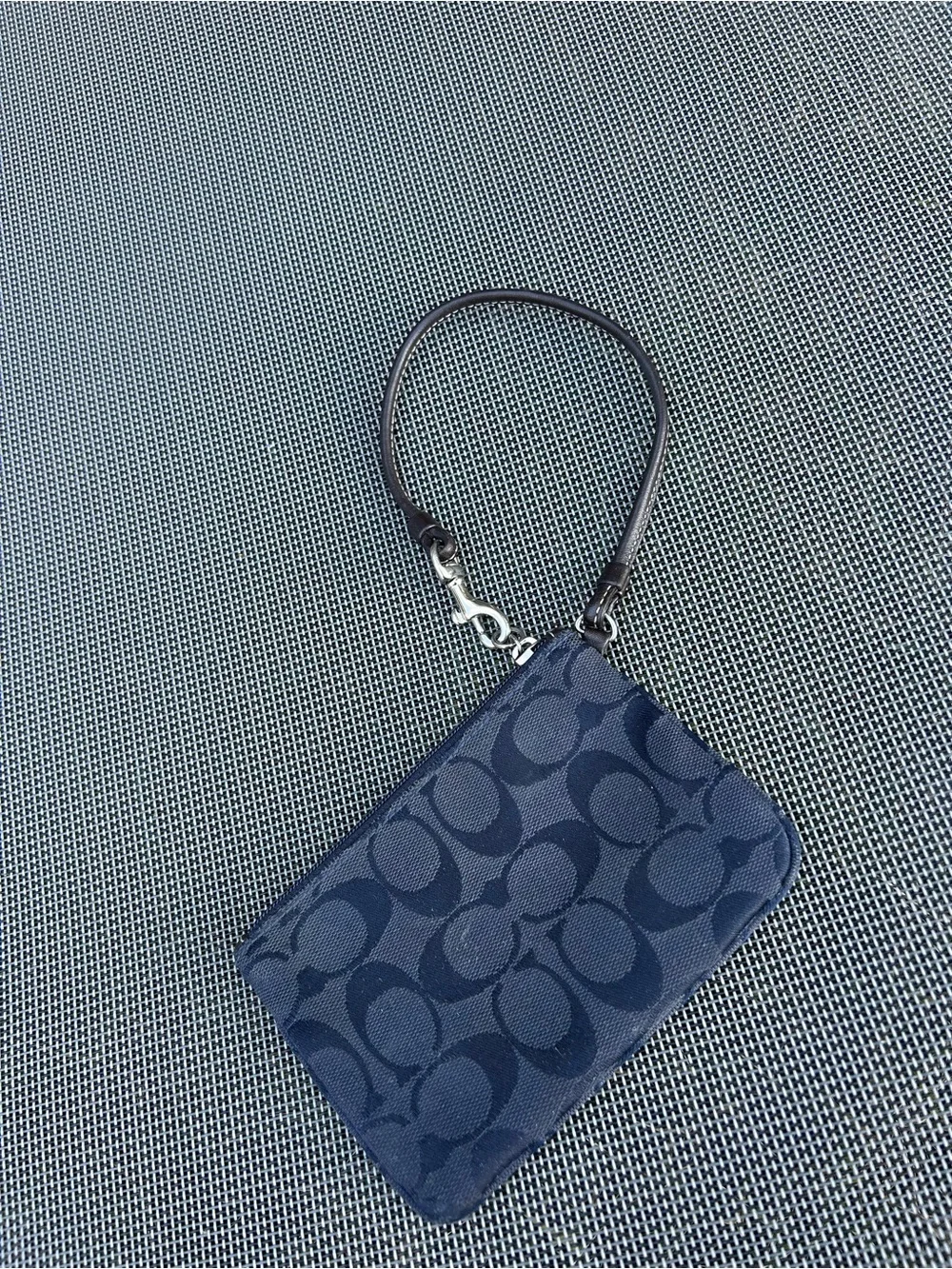Navy coach wristlet spring, summer, wallet, purse, casual‎ little leather brown